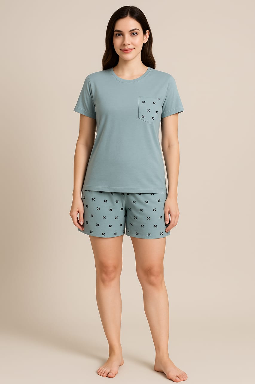 Short Night Suit 2 Piece - Cotton Jersey