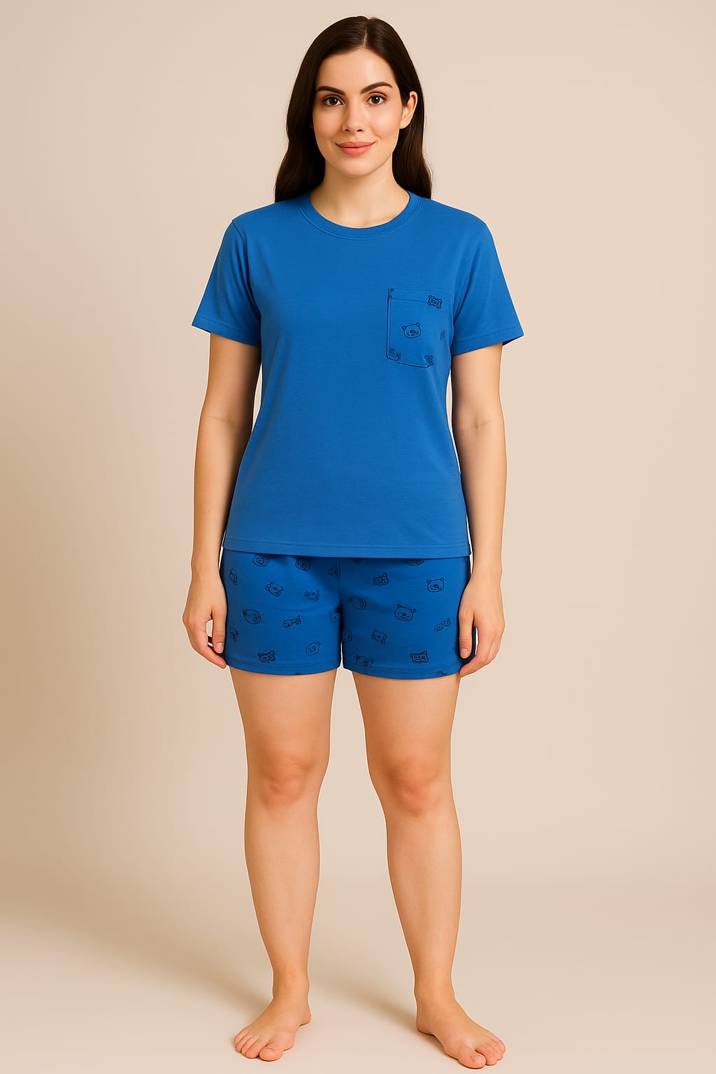 Short Night Suit 2 Piece - Cotton Jersey