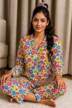 ✨ Printed Pajama Shirt Set with Matching Scrunchies! ✨