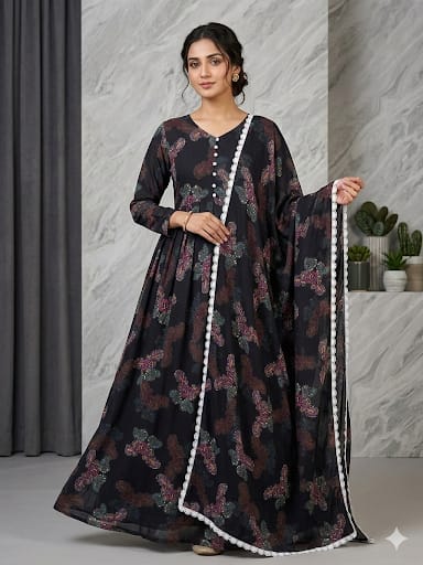 Chiffon Maxi with Same Dupatta