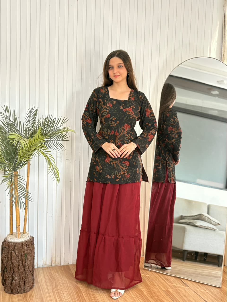 Midnight Bloom Skirt Set