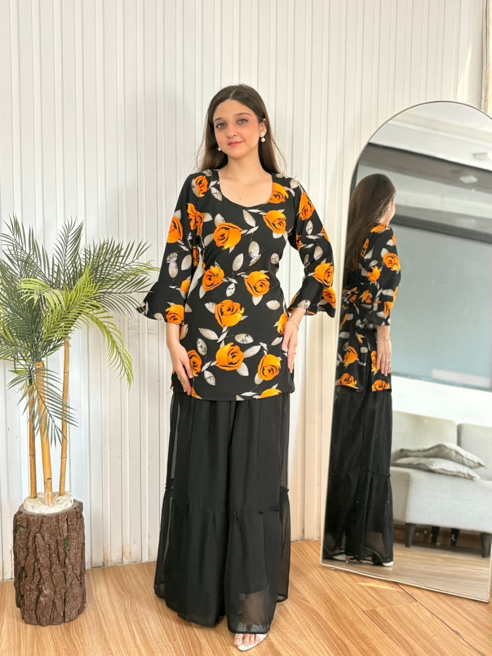Midnight Bloom Skirt Set