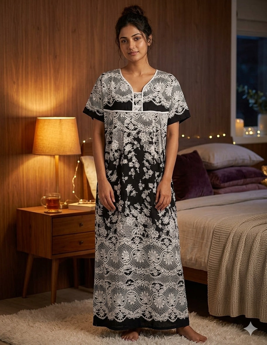Printed Lilan Long Nighty