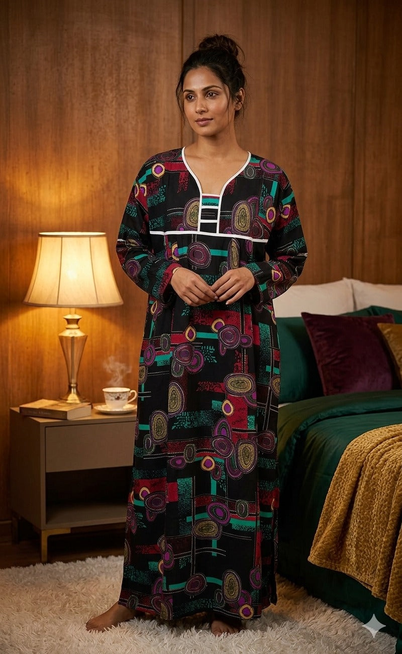 Printed Lilan Long Nighty