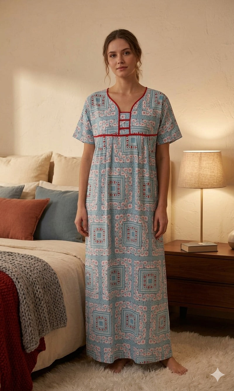 Printed Lilan Long Nighty
