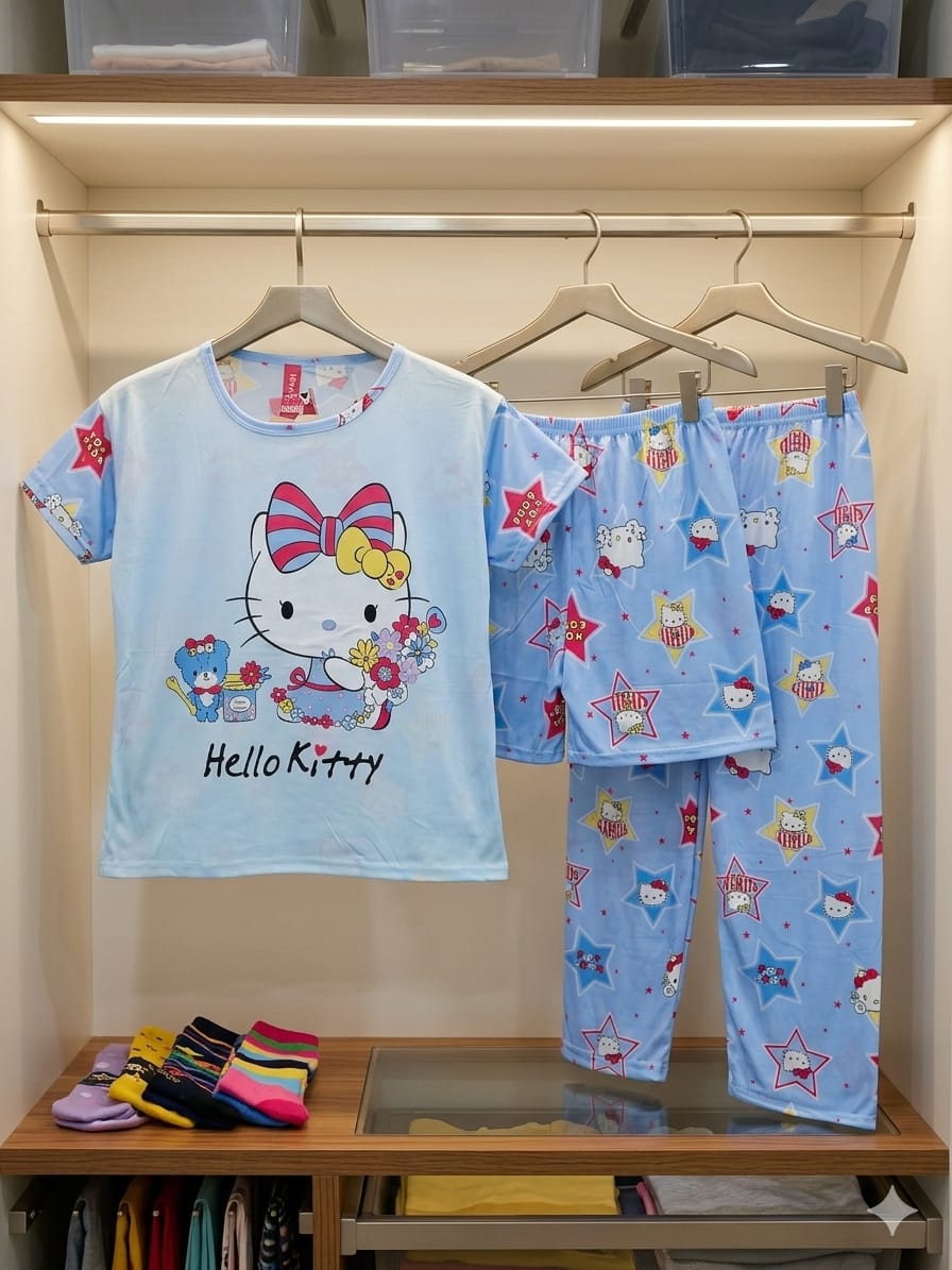3 Piece Printed Night Suit