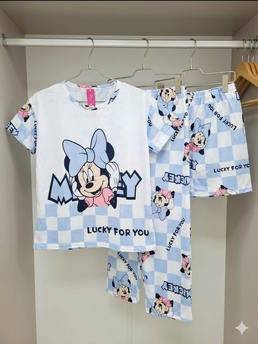 3 Piece Printed Night Suit