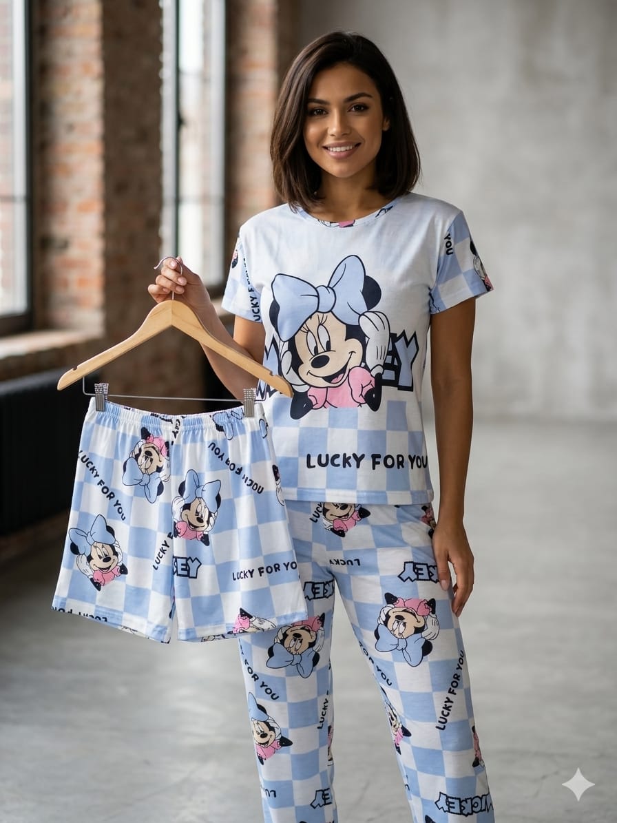 3 Piece Printed Night Suit