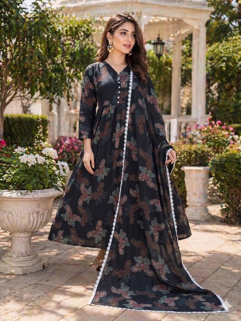 Chiffon Maxi with Same Dupatta