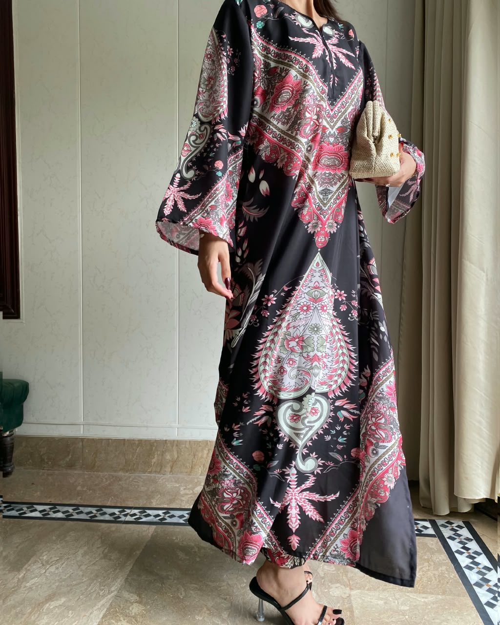Rania Black Digital Long 2 Piece