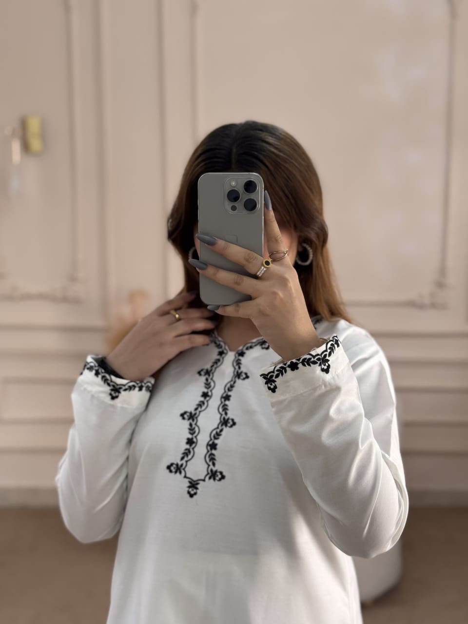 Embroidered Kurta Set & Farshi Shalwar