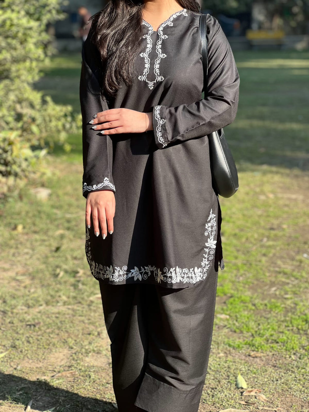 Embroidered Kurta Set & Farshi Shalwar