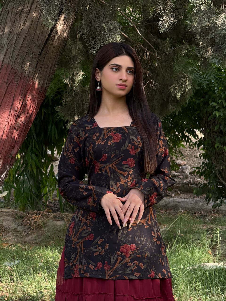 Midnight Bloom Skirt Set